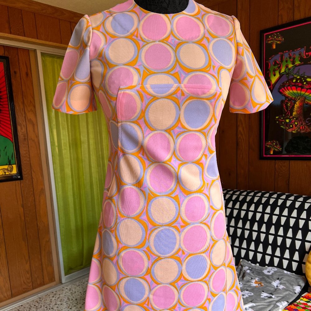 Vintage 60s/70s Printed Mod Mini Dress